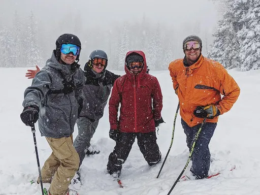John Ryan skiing with his friends