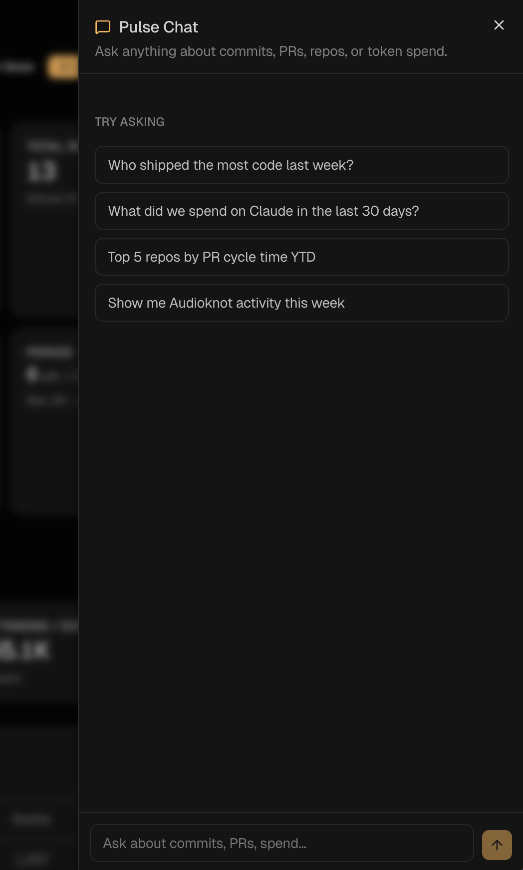 Pulse Chat — suggested prompts